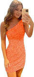 Sequined Mermaid Short Homecoming Dress One Shoulder Mini Prom Dress
