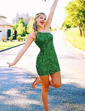 Sequined Mermaid Short Homecoming Dress One Shoulder Mini Prom Dress