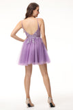Lace Appliques Short Homecoming Dress Sexy Backless A-Line Prom Dress