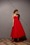 A-Line Sweetheart Spaghetti Straps Satin And Tulle Short Evening Dress