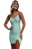Sequined Mermaid Homecoming Dress Backless V-Neck Mini Prom Dress