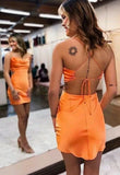 Sexy Backless Short Homecoming Dress Spaghetti Straps Mini Prom Dress