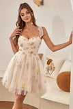 A-Line Lace And Tulle Homecoming Dress Sweetheart Short Prom Dress