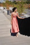 Elegant Tea-Length A-Line Scoop Neck Satin Evening Dress