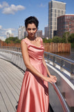 Elegant Tea-Length A-Line Scoop Neck Satin Evening Dress