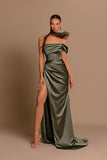 High Slit Off The Shoulder Mermaid Evening Dress Sleeveless Long Prom Dress