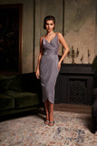 Elegant Mermaid V-Neck High Slit Glitter Evening Dress