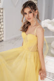 Sexy A-Line Sweetheart Spaghetti Straps Tulle Short Evening Dress