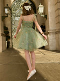 A-Line Lace And Tulle Homecoming Dress Sweetheart Short Prom Dress