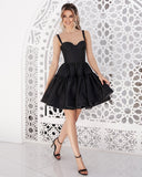A-Line Sweetheart Spaghetti Straps Draped Short Evening Dress