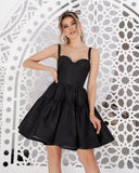 A-Line Sweetheart Spaghetti Straps Draped Short Evening Dress