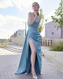 Mermaid Strapless Pleated High Slit Long Evening Dress