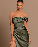 High Slit Off The Shoulder Mermaid Evening Dress Sleeveless Long Prom Dress
