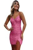 Sequined Mermaid Homecoming Dress Backless V-Neck Mini Prom Dress