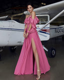 Elegant A-Line Sweetheart Spaghetti Straps High Slit Long Evening Dress