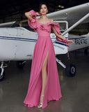 Elegant A-Line Sweetheart Spaghetti Straps High Slit Long Evening Dress