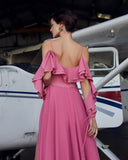 Elegant A-Line Sweetheart Spaghetti Straps High Slit Long Evening Dress