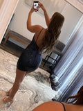 One-Shoulder Sequined Short Homecoming Dress Backless Mermaid Prom Dress