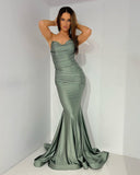 Simple Strapless Mermaid Prom Dress Elegant Long Evening Dress