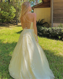 Scoop Neck Spaghetti Straps A-Line Lace Appliques Long Homecoming Dress