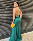 Halter Backless Mermaid Sequined Prom Dress Long Evening Dress