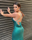 Halter Backless Mermaid Sequined Prom Dress Long Evening Dress