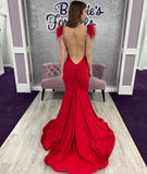 Sexy Backless Mermaid Long Prom Dress V-Neck Evening Dress
