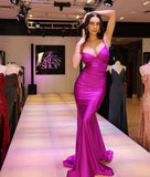 Sexy V-Neck Mermaid Long Prom Dress Spaghetti Straps Evening Dress