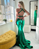 Cheap V-Neck Mermaid Long Homecoming Dress Sexy Backless Prom Dress