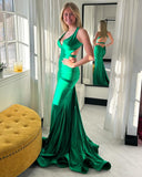 Cheap V-Neck Mermaid Long Homecoming Dress Sexy Backless Prom Dress