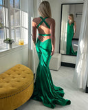 Cheap V-Neck Mermaid Long Homecoming Dress Sexy Backless Prom Dress