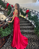 Elegant V-Neck Mermaid Long Homecoming Dress Sexy Backless Prom Dress