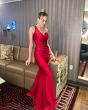 One-Shoulder Satin Mermaid Long Prom Dress Elegant Evening Dress