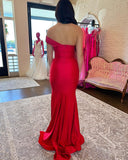 Simple One-Shoulder Mermaid Long Homecoming Dress Sexy High Slit Prom Dress