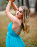 Spaghetti Straps A-Line Long Homecoming Dress V-Neck Backless Prom Dress