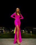 Elegant V-Neck Mermaid Long Evening Dress Sexy High Slit Prom Dress