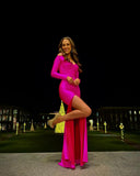Elegant V-Neck Mermaid Long Evening Dress Sexy High Slit Prom Dress