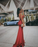 Sexy High Slit Mermaid Long Prom Dress Spaghetti Straps Evening Dress