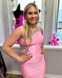 Elegant One-Shoulder Mermaid Long Homecoming Dress Beading Backless Prom Dress