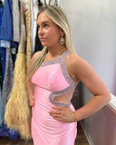 Elegant One-Shoulder Mermaid Long Homecoming Dress Beading Backless Prom Dress