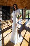 Ivory Mermaid Satin Bridal Gowns Trumpet Sleeves Wedding Dress