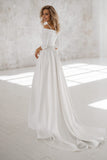 Elegant Beading Belt Wedding Dress Off The Shoulder Sleeves Bridal Gown