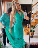 Simple Halter Mermaid Long Homecoming Dress Backless Prom Dress