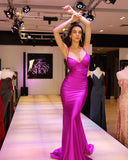 Sexy V-Neck Mermaid Long Prom Dress Spaghetti Straps Evening Dress