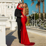 Sexy Backless Long Sleeves Mermaid Silk Satin Prom Dress