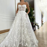 Sweetheart Spaghetti Straps Lace Appliques Prom Dress