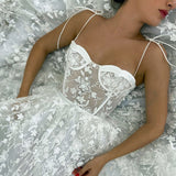 Sweetheart Spaghetti Straps Lace Appliques Prom Dress