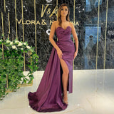 Sweetheart High Split Satin Prom Dress