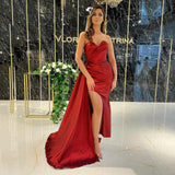 Sweetheart High Split Satin Prom Dress
