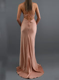 Stunning Sexy Pink Satin Mermaid Evening Dress